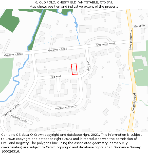 6, OLD FOLD, CHESTFIELD, WHITSTABLE, CT5 3NL: Location map and indicative extent of plot