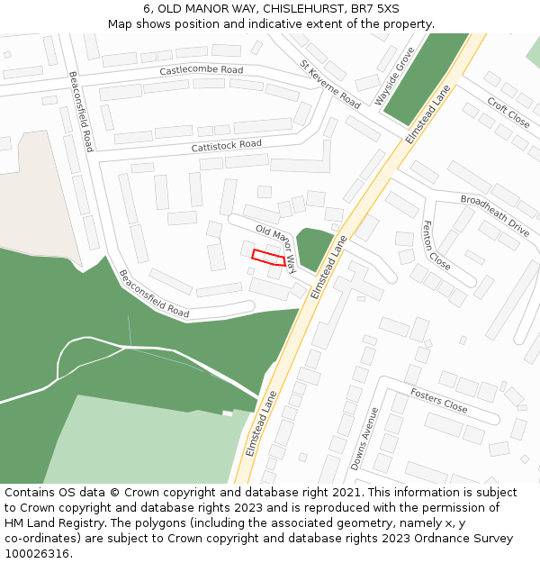 6, OLD MANOR WAY, CHISLEHURST, BR7 5XS: Location map and indicative extent of plot