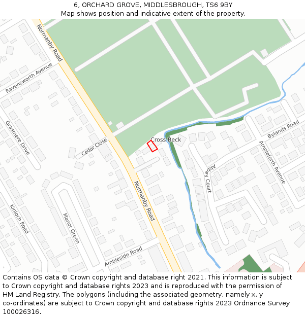 6, ORCHARD GROVE, MIDDLESBROUGH, TS6 9BY: Location map and indicative extent of plot