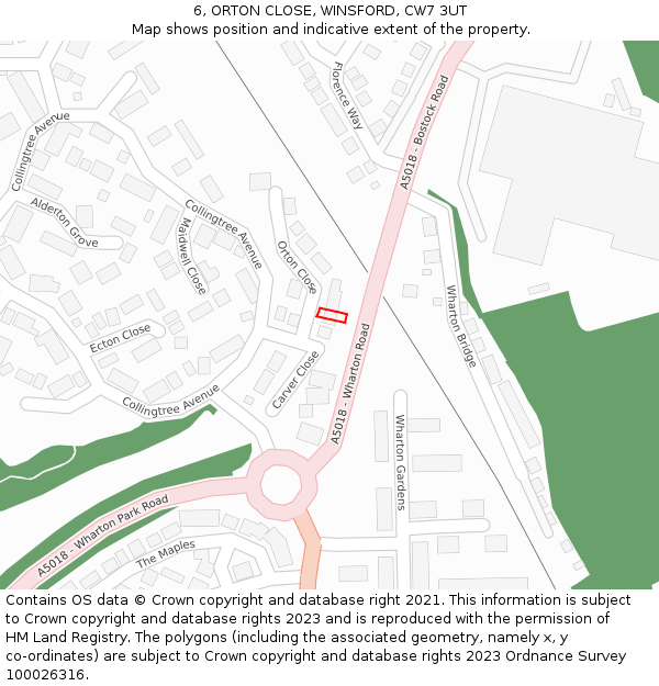 6, ORTON CLOSE, WINSFORD, CW7 3UT: Location map and indicative extent of plot