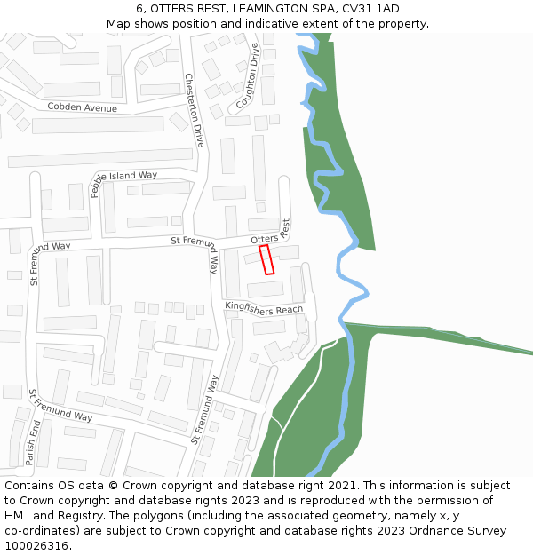 6, OTTERS REST, LEAMINGTON SPA, CV31 1AD: Location map and indicative extent of plot