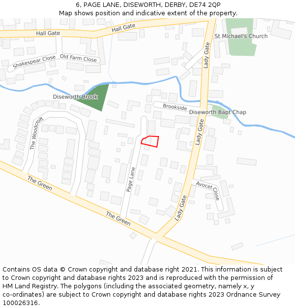 6, PAGE LANE, DISEWORTH, DERBY, DE74 2QP: Location map and indicative extent of plot