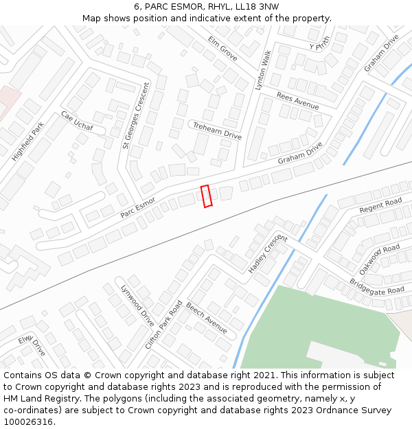 6, PARC ESMOR, RHYL, LL18 3NW: Location map and indicative extent of plot