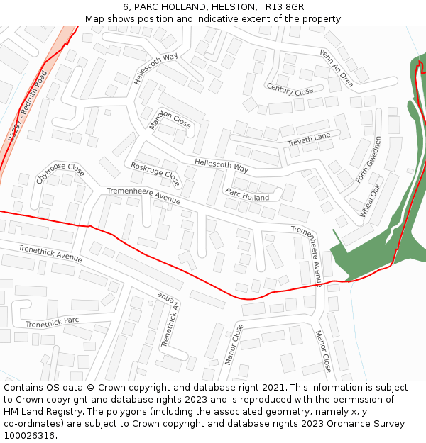 6, PARC HOLLAND, HELSTON, TR13 8GR: Location map and indicative extent of plot