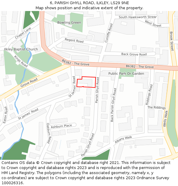 6, PARISH GHYLL ROAD, ILKLEY, LS29 9NE: Location map and indicative extent of plot