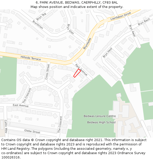 6, PARK AVENUE, BEDWAS, CAERPHILLY, CF83 8AL: Location map and indicative extent of plot