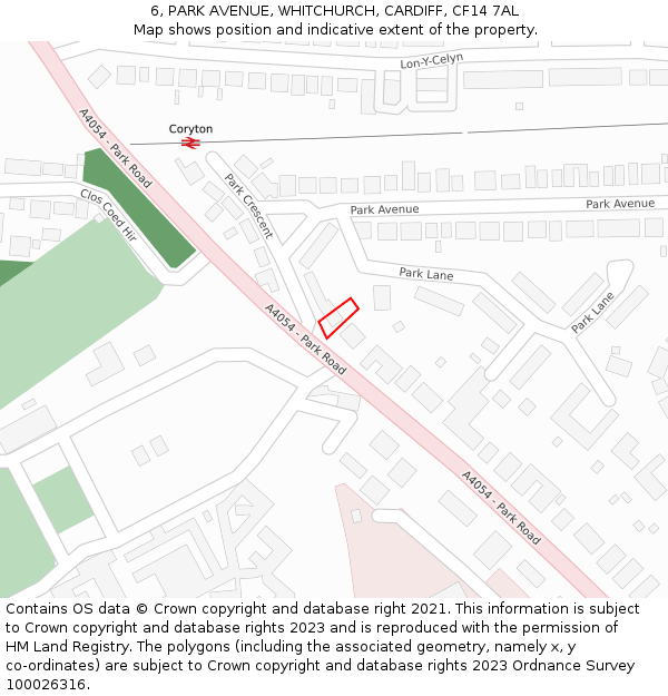 6, PARK AVENUE, WHITCHURCH, CARDIFF, CF14 7AL: Location map and indicative extent of plot