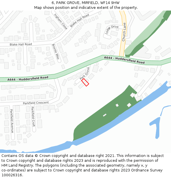 6, PARK GROVE, MIRFIELD, WF14 9HW: Location map and indicative extent of plot