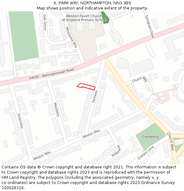 6, PARK WAY, NORTHAMPTON, NN3 3BS: Location map and indicative extent of plot