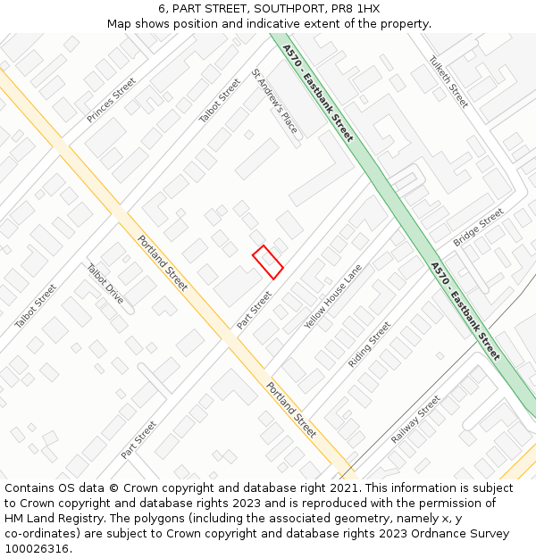 6, PART STREET, SOUTHPORT, PR8 1HX: Location map and indicative extent of plot