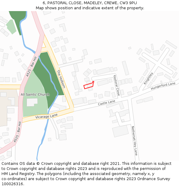 6, PASTORAL CLOSE, MADELEY, CREWE, CW3 9PU: Location map and indicative extent of plot