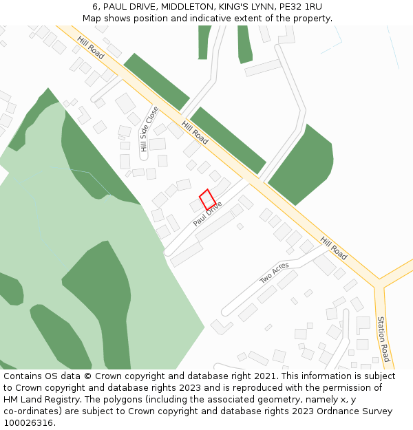 6, PAUL DRIVE, MIDDLETON, KING'S LYNN, PE32 1RU: Location map and indicative extent of plot