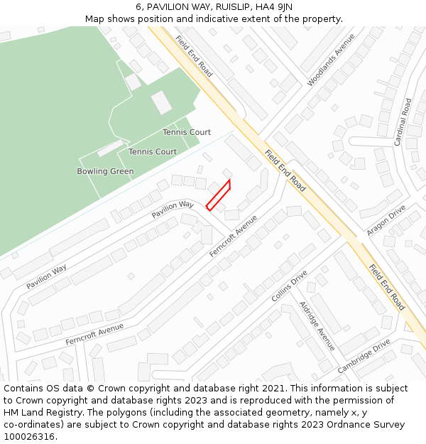 6, PAVILION WAY, RUISLIP, HA4 9JN: Location map and indicative extent of plot