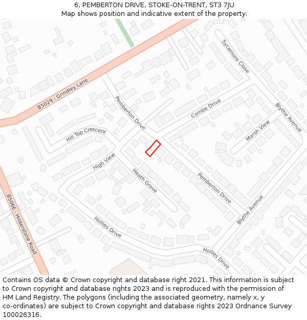 6, PEMBERTON DRIVE, STOKE-ON-TRENT, ST3 7JU: Location map and indicative extent of plot