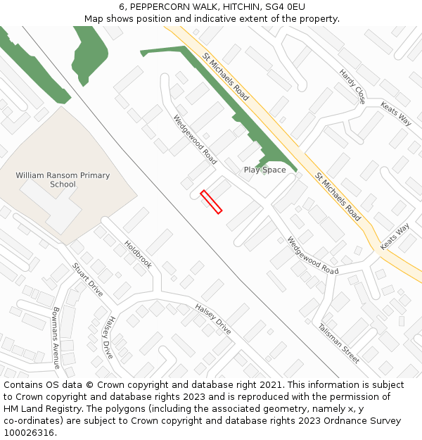 6, PEPPERCORN WALK, HITCHIN, SG4 0EU: Location map and indicative extent of plot