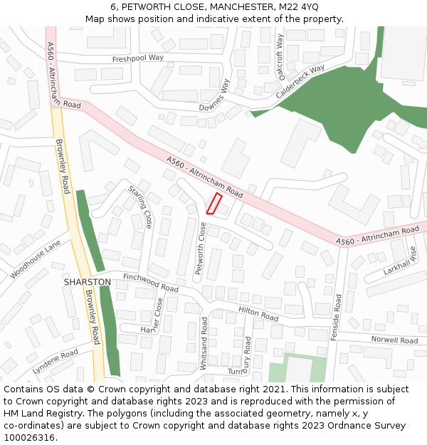 6, PETWORTH CLOSE, MANCHESTER, M22 4YQ: Location map and indicative extent of plot