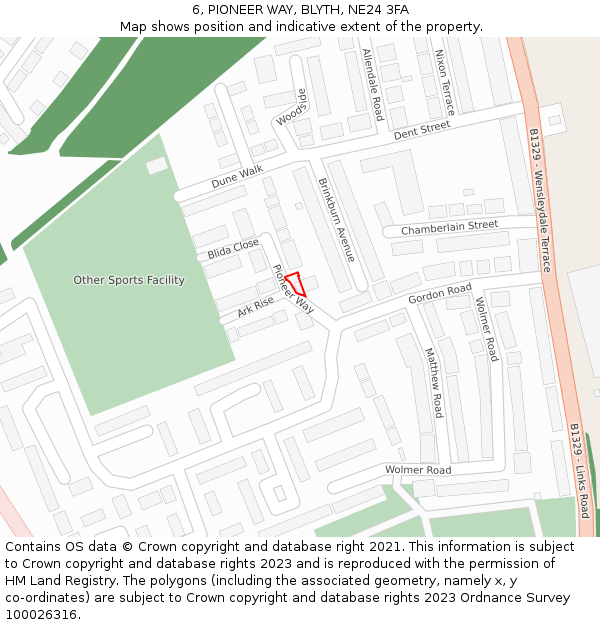6, PIONEER WAY, BLYTH, NE24 3FA: Location map and indicative extent of plot