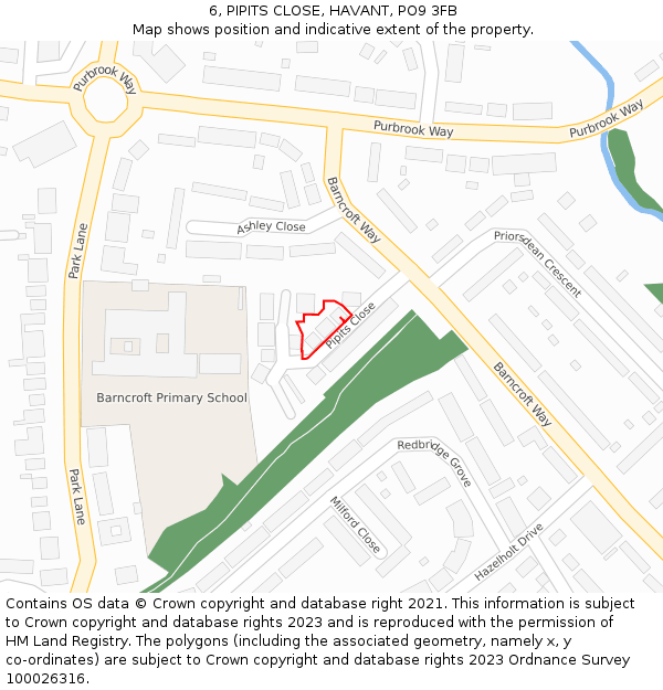 6, PIPITS CLOSE, HAVANT, PO9 3FB: Location map and indicative extent of plot
