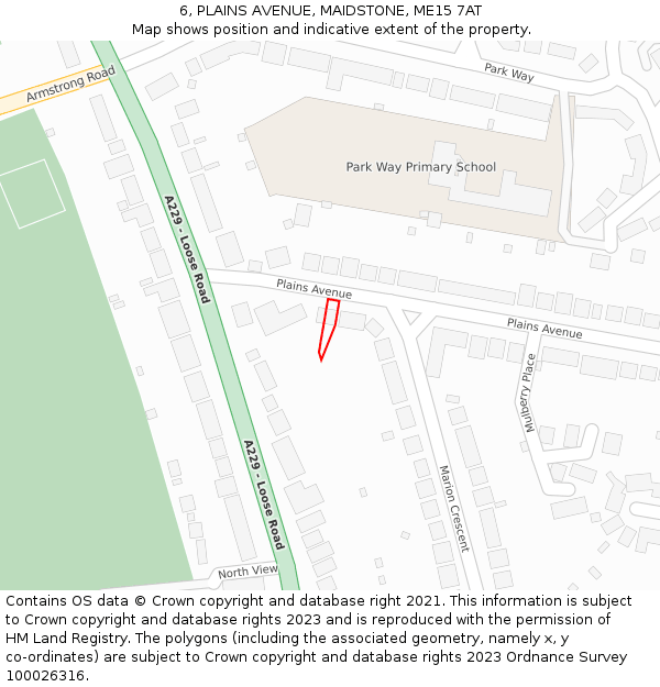 6, PLAINS AVENUE, MAIDSTONE, ME15 7AT: Location map and indicative extent of plot