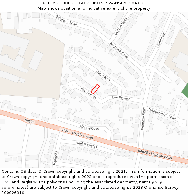 6, PLAS CROESO, GORSEINON, SWANSEA, SA4 6RL: Location map and indicative extent of plot