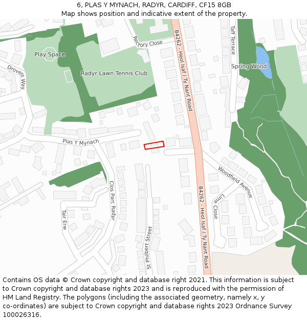 6, PLAS Y MYNACH, RADYR, CARDIFF, CF15 8GB: Location map and indicative extent of plot