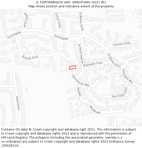 6, PORTMARNOCK WAY, GRANTHAM, NG31 9FL: Location map and indicative extent of plot