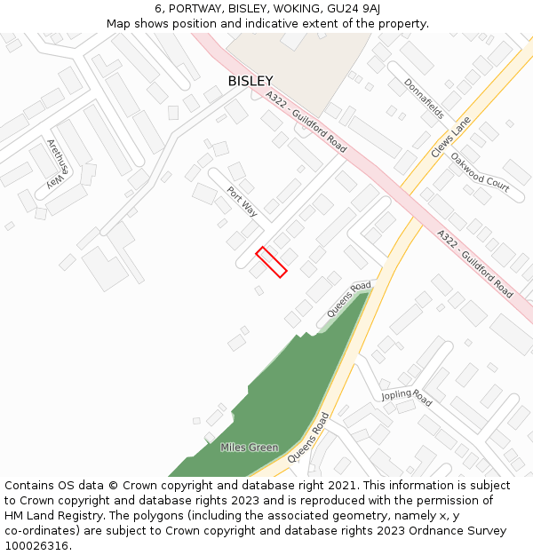 6, PORTWAY, BISLEY, WOKING, GU24 9AJ: Location map and indicative extent of plot