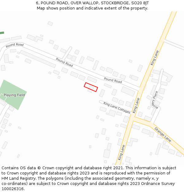 6, POUND ROAD, OVER WALLOP, STOCKBRIDGE, SO20 8JT: Location map and indicative extent of plot