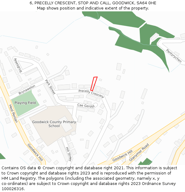 6, PRECELLY CRESCENT, STOP AND CALL, GOODWICK, SA64 0HE: Location map and indicative extent of plot