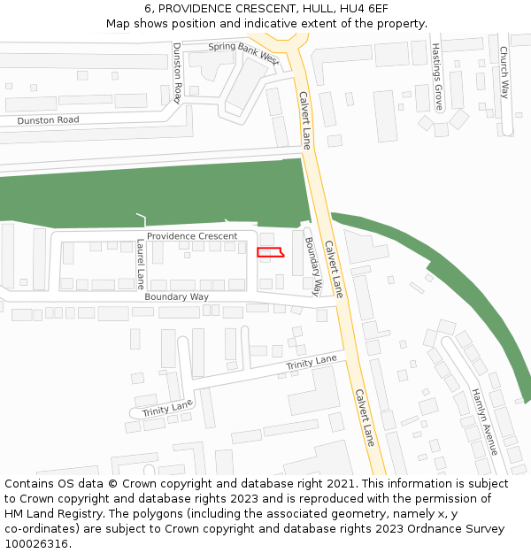 6, PROVIDENCE CRESCENT, HULL, HU4 6EF: Location map and indicative extent of plot