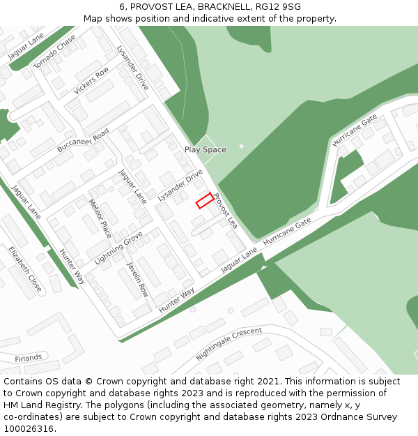 6, PROVOST LEA, BRACKNELL, RG12 9SG: Location map and indicative extent of plot