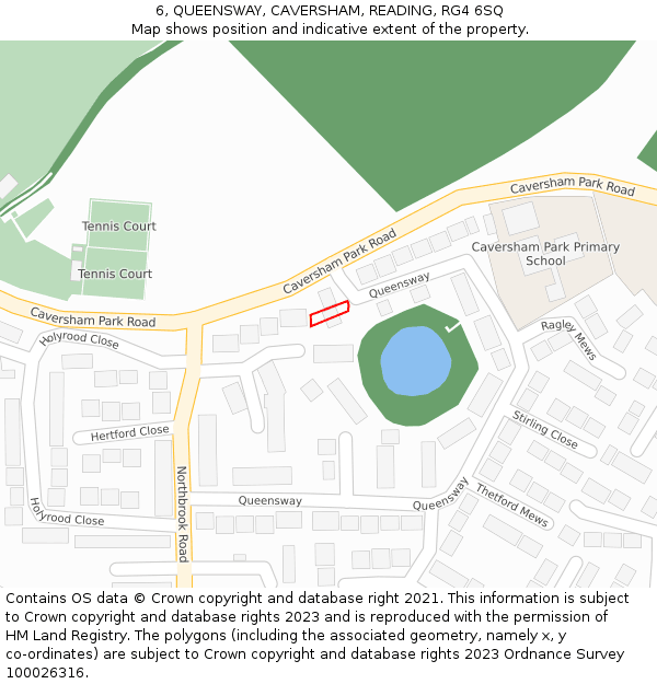 6, QUEENSWAY, CAVERSHAM, READING, RG4 6SQ: Location map and indicative extent of plot