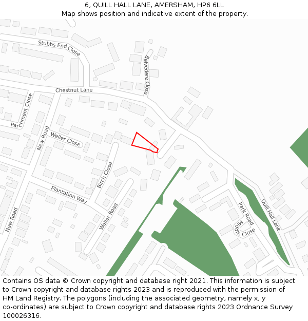 6, QUILL HALL LANE, AMERSHAM, HP6 6LL: Location map and indicative extent of plot