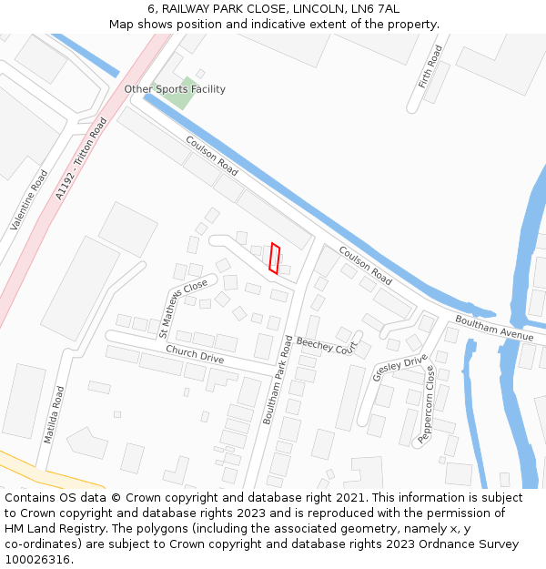 6, RAILWAY PARK CLOSE, LINCOLN, LN6 7AL: Location map and indicative extent of plot