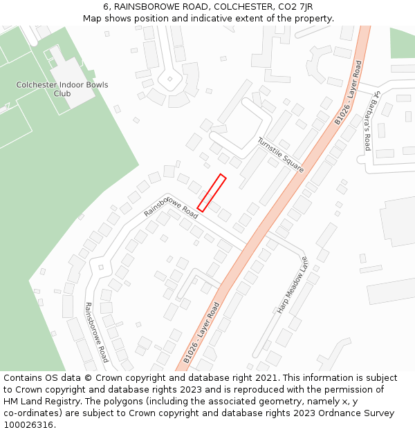 6, RAINSBOROWE ROAD, COLCHESTER, CO2 7JR: Location map and indicative extent of plot