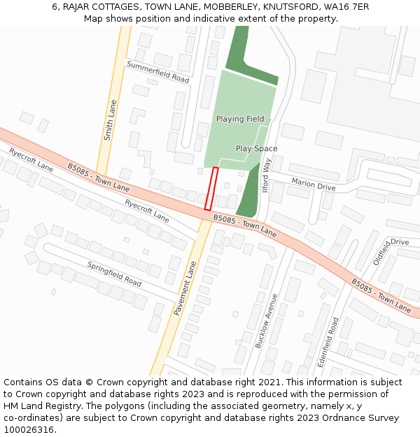 6, RAJAR COTTAGES, TOWN LANE, MOBBERLEY, KNUTSFORD, WA16 7ER: Location map and indicative extent of plot