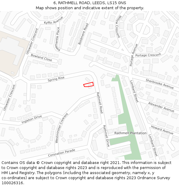 6, RATHMELL ROAD, LEEDS, LS15 0NS: Location map and indicative extent of plot