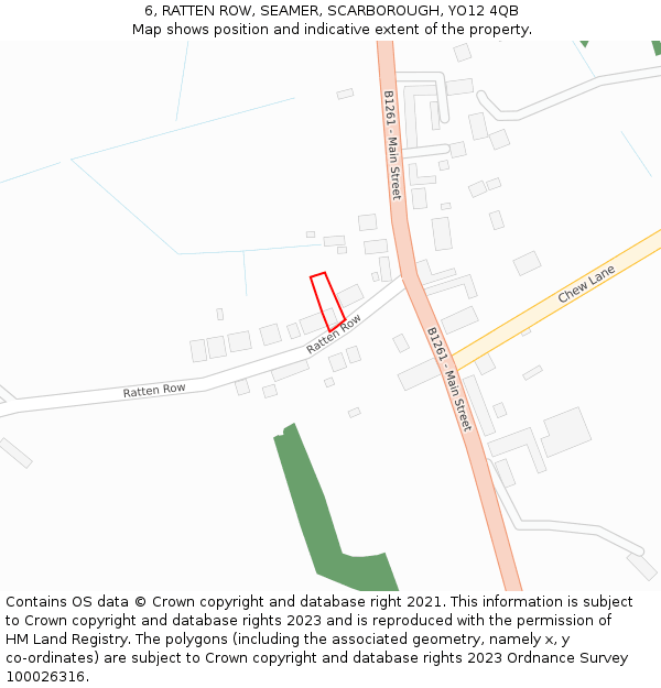 6, RATTEN ROW, SEAMER, SCARBOROUGH, YO12 4QB: Location map and indicative extent of plot