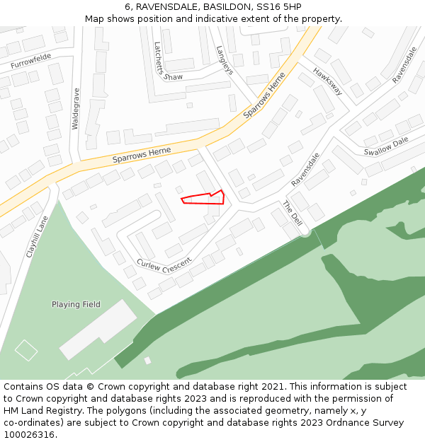 6, RAVENSDALE, BASILDON, SS16 5HP: Location map and indicative extent of plot