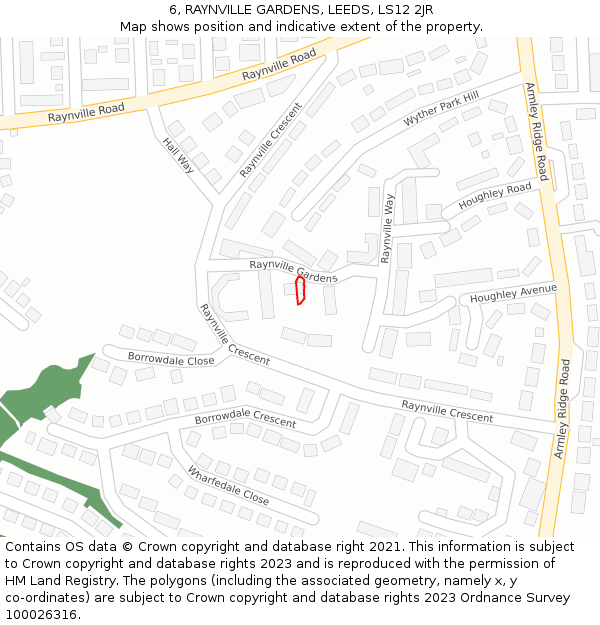 6, RAYNVILLE GARDENS, LEEDS, LS12 2JR: Location map and indicative extent of plot