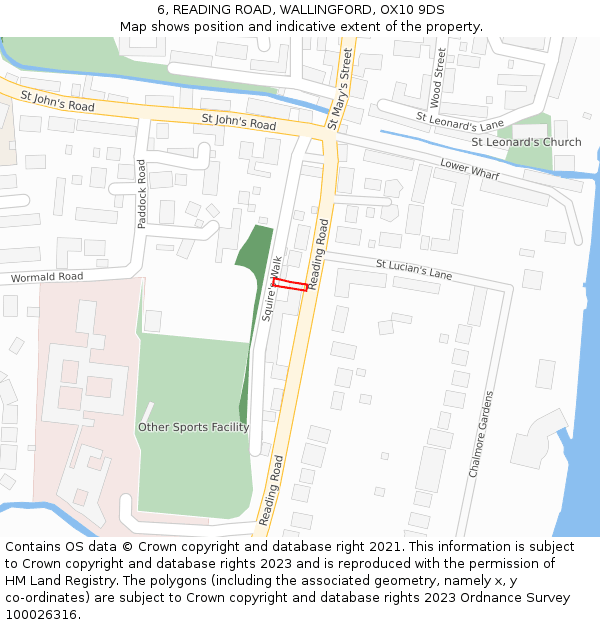 6, READING ROAD, WALLINGFORD, OX10 9DS: Location map and indicative extent of plot