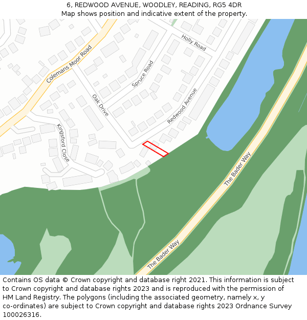 6, REDWOOD AVENUE, WOODLEY, READING, RG5 4DR: Location map and indicative extent of plot