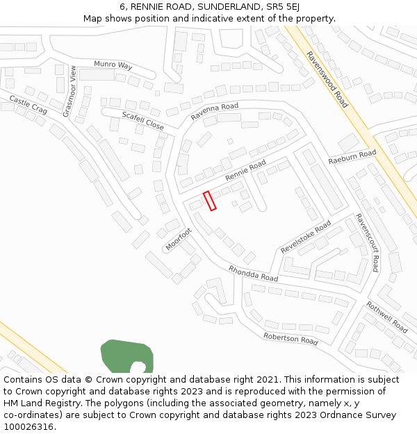6, RENNIE ROAD, SUNDERLAND, SR5 5EJ: Location map and indicative extent of plot