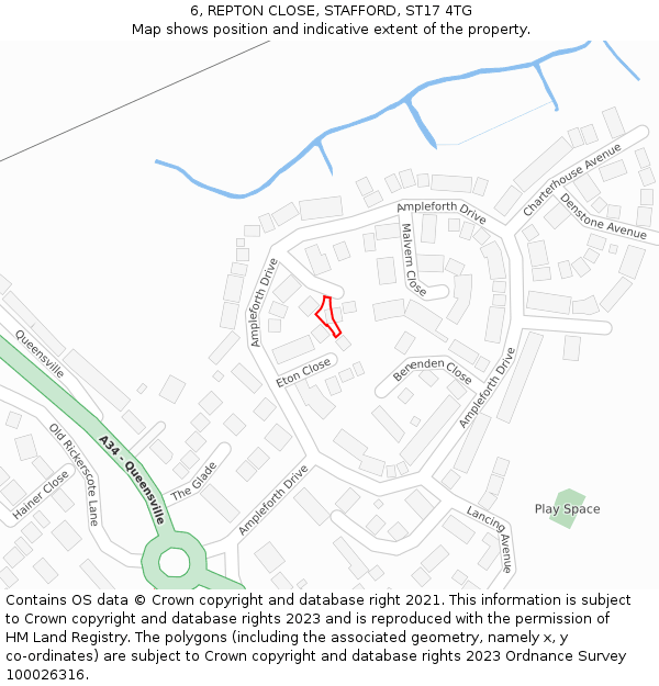 6, REPTON CLOSE, STAFFORD, ST17 4TG: Location map and indicative extent of plot