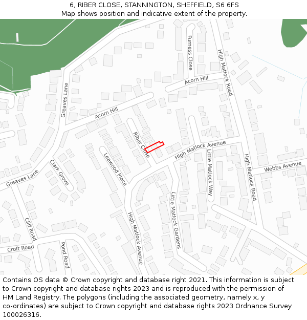 6, RIBER CLOSE, STANNINGTON, SHEFFIELD, S6 6FS: Location map and indicative extent of plot