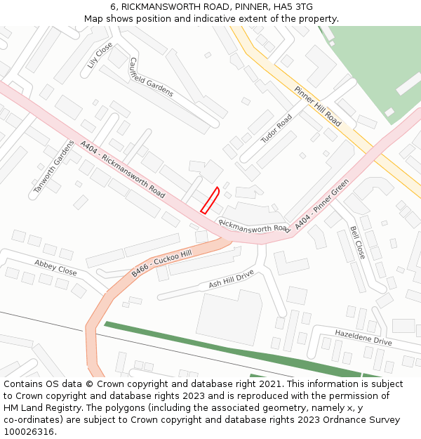 6, RICKMANSWORTH ROAD, PINNER, HA5 3TG: Location map and indicative extent of plot