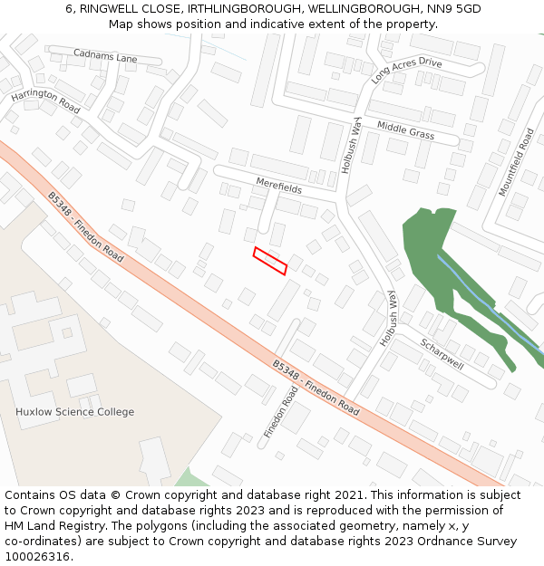 6, RINGWELL CLOSE, IRTHLINGBOROUGH, WELLINGBOROUGH, NN9 5GD: Location map and indicative extent of plot