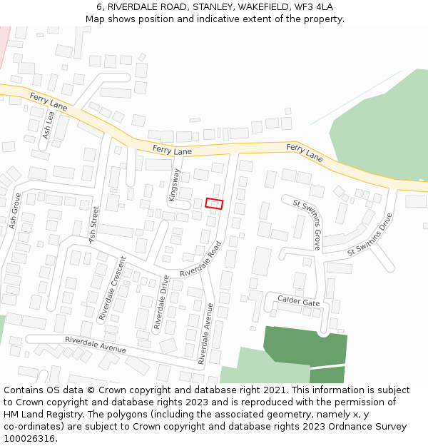 6, RIVERDALE ROAD, STANLEY, WAKEFIELD, WF3 4LA: Location map and indicative extent of plot