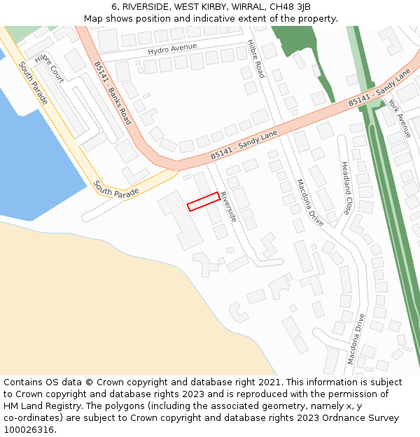 6, RIVERSIDE, WEST KIRBY, WIRRAL, CH48 3JB: Location map and indicative extent of plot