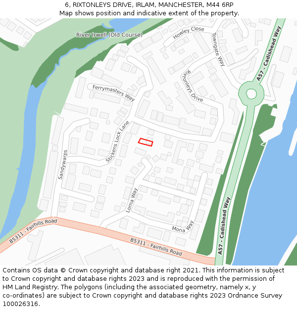 6, RIXTONLEYS DRIVE, IRLAM, MANCHESTER, M44 6RP: Location map and indicative extent of plot